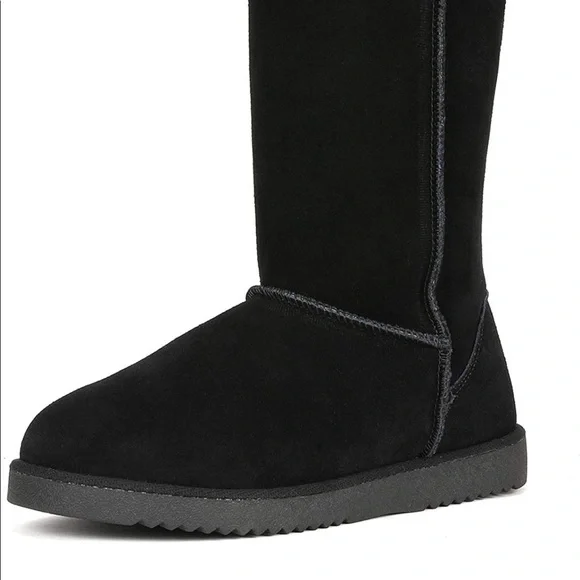 NEW DREAM PAIRS New Mid Calf Black Women's Short Sheepskin Boots US10 - Picture 2 of 9